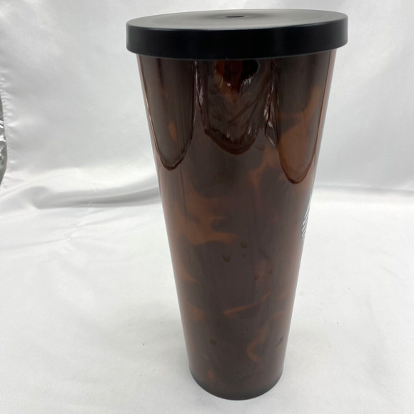 Starbucks Venti 24 Oz. 2019 Mocha Swirl Tortoise Shell Leopard Tumbler NO Straw - Picture 3 of 9